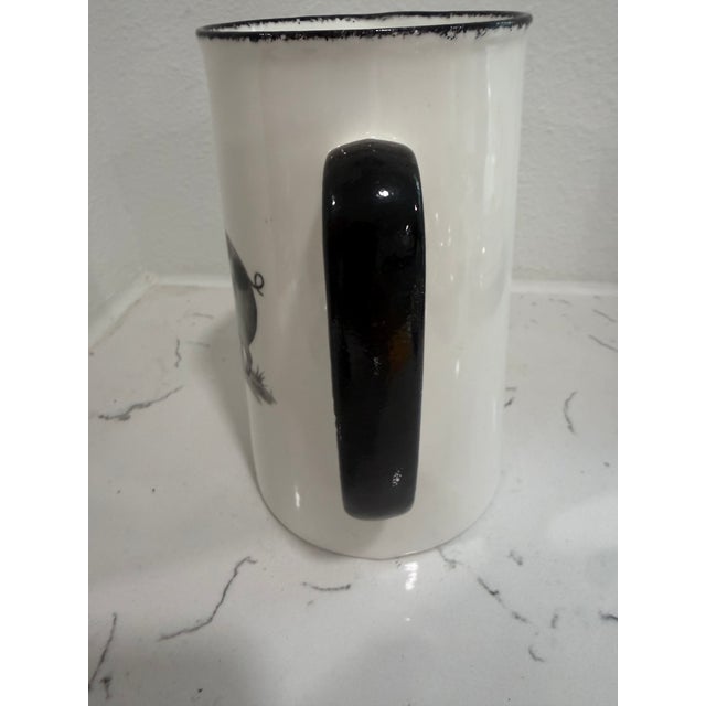 Ceramic Vintage White Jug / Pitcher With a Pig on Both Sides With Black Trim From England For Sale - Image 7 of 8