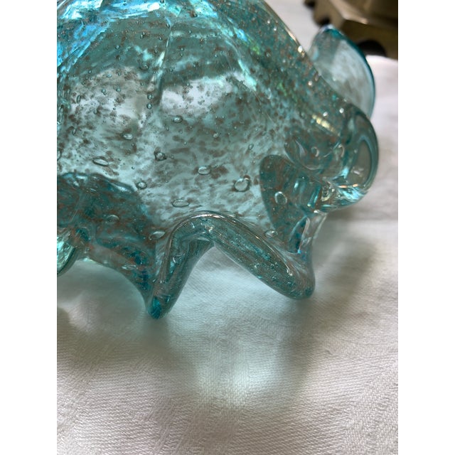 Aqua 1960s Murano Art Glass Bowl or Catchall For Sale - Image 8 of 12