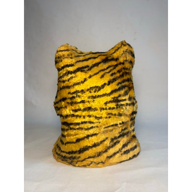 Orange Pair of Vintage Hand Painted Folk Art Tiger and Cheetah Masks For Sale - Image 8 of 12