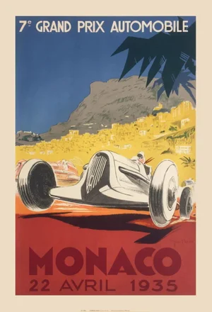 1990s After Géo Ham Grand Prix De Monaco 1935 Lithograph Poster