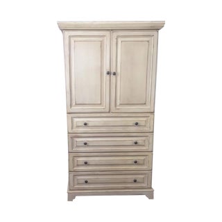 Cream Pottery Barn Wooden Armoire For Sale