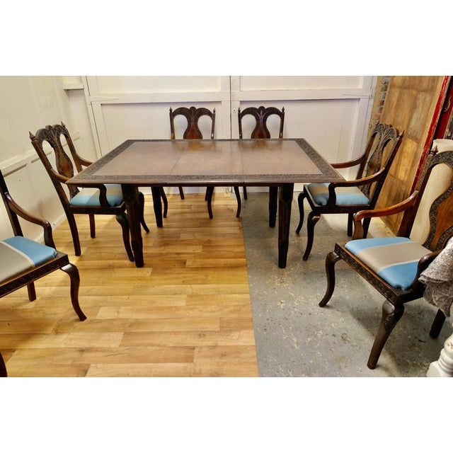 Carved Dining Table and Chairs, 1920s, Set of 7 For Sale - Image 6 of 13