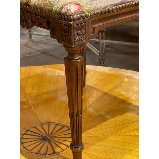 Wood 19th C. French Louis XVI Carved Oak Stool For Sale - Image 7 of 9
