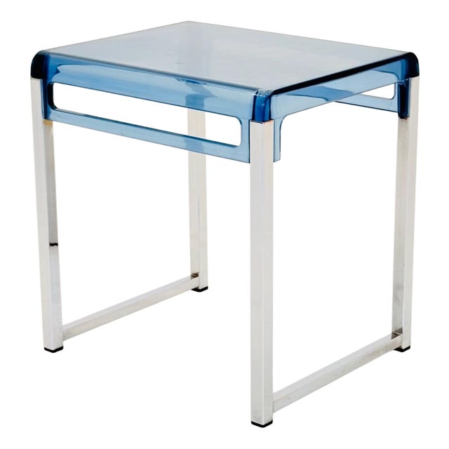 Mid-Century Space Age Blue Side Table by Marc Berthier for Prisunic, 1970s For Sale