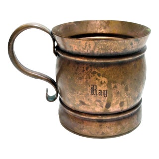 Vintage Copper Cup Early American Engraved With the Name Ray For Sale