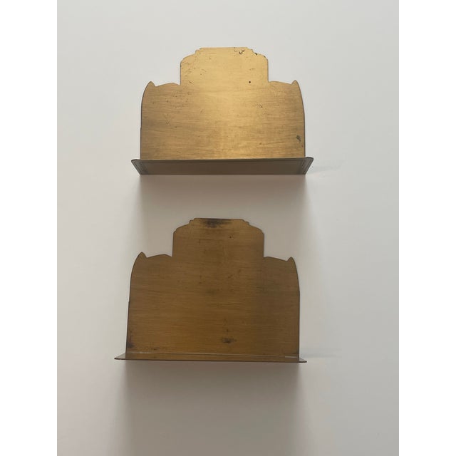 Art Deco 1939 New York Worlds Fair Pair Brass Bookends Deco For Sale - Image 3 of 8