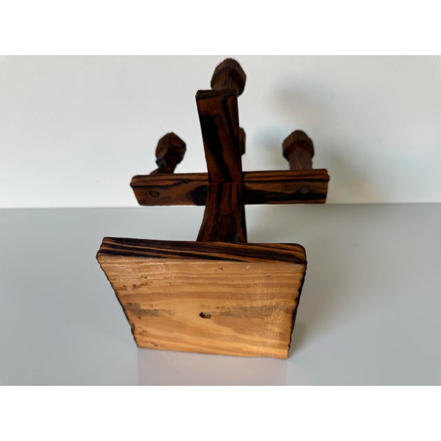 Vintage Hand Carved Wood Five Arms Candelabra/ Sold For Sale - Image 9 of 9
