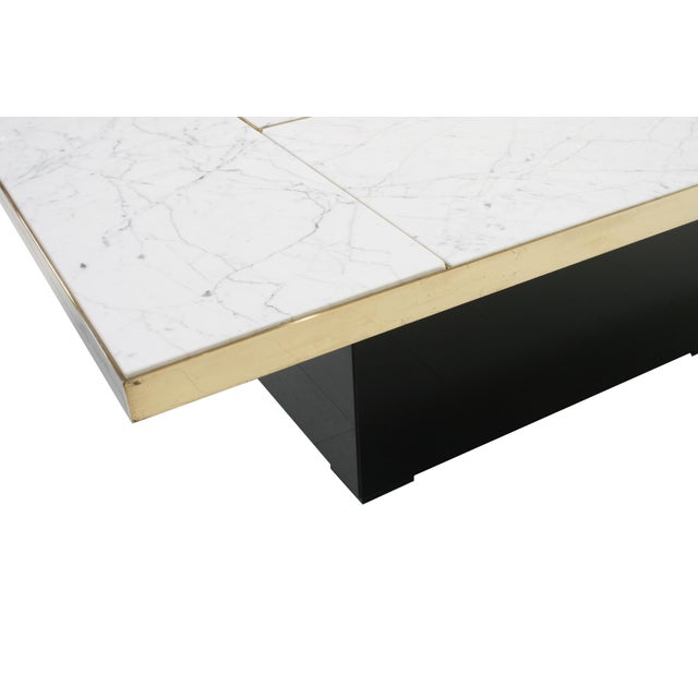 Metal Marble and Brass Hidden Bar Coffee Table by Paul Michel, 1970s For Sale - Image 7 of 13