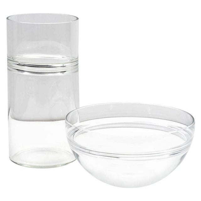 Set of Two Clear Blown Glass Incalmo Vases by Barbini Murano, 1970s For Sale - Image 10 of 10