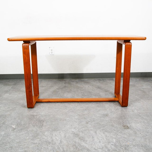 Mid Century Modern Console Table Teak Solid Wood Denmark Vintage Rectangular MCM For Sale - Image 4 of 12