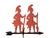 Red, 19th century weathervane effigy of two Napoleonic dragoons. Made of sheet iron sporting makers mark. Includes iron...