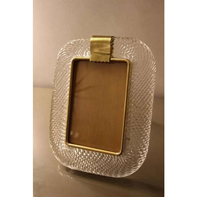 Crystal Twisted Murano Glass and Brass Picture Frame by Barovier E Toso For Sale - Image 14 of 18