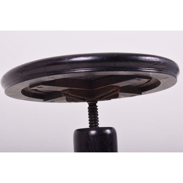 Animal Skin Art Deco Piano Swivel Stool in Oak, Czech, 1920s For Sale - Image 7 of 8
