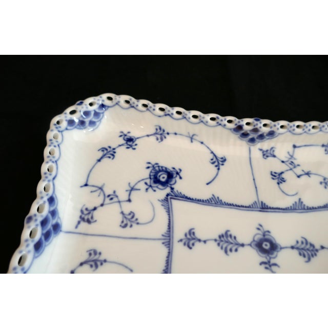 Royal Copenhagen Royal Copenhagen Blue Fluted Full Lace Porcelain Tray For Sale - Image 4 of 9