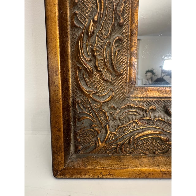 Vintage Baroque Revival Black, Bronze & Gold Solid Wood Wall Mirror For Sale - Image 9 of 12