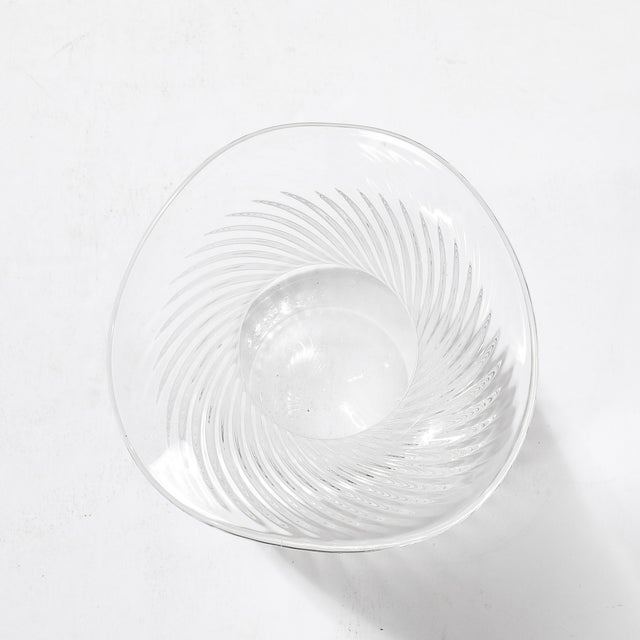 Glass Mid-Century Hand-Blown Murano Glass Vase With Undulating Linear Detailing For Sale - Image 7 of 11