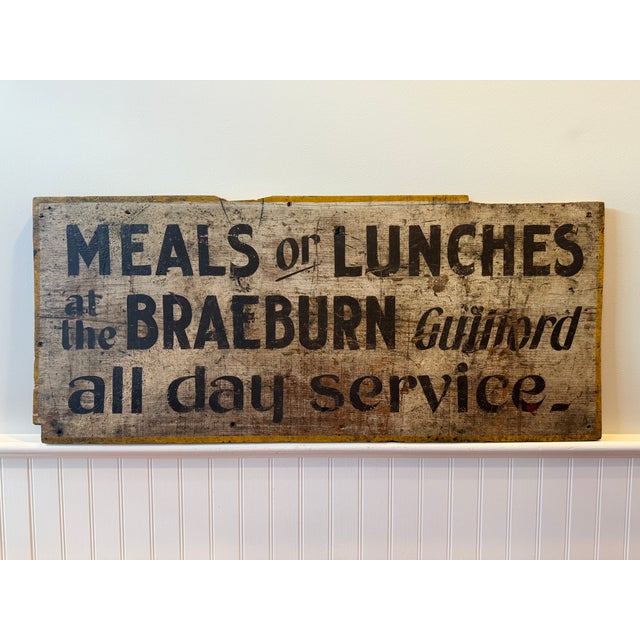 Antique Braeburn Hotel Guilford Maine Painted Wooden Roadside Advertising Sign, C. 1920-1935 For Sale - Image 10 of 18