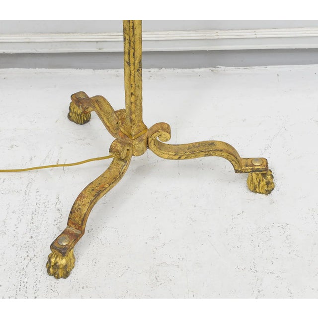 Gold French Vintage Gilt Wrought Iron Floor Lamp For Sale - Image 8 of 9