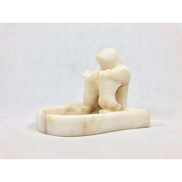 Art Deco White Bear Statue Ashtray in Marble, 1930s For Sale - Image 9 of 12
