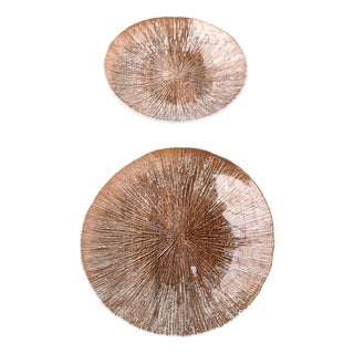 Vintage Scandianvian Tree Bark Glass Plates, Set of 2 For Sale