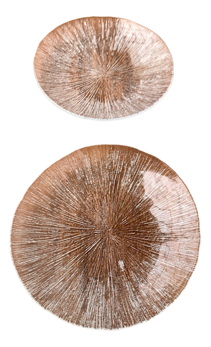 Vintage Scandianvian Tree Bark Glass Plates, Set of 2