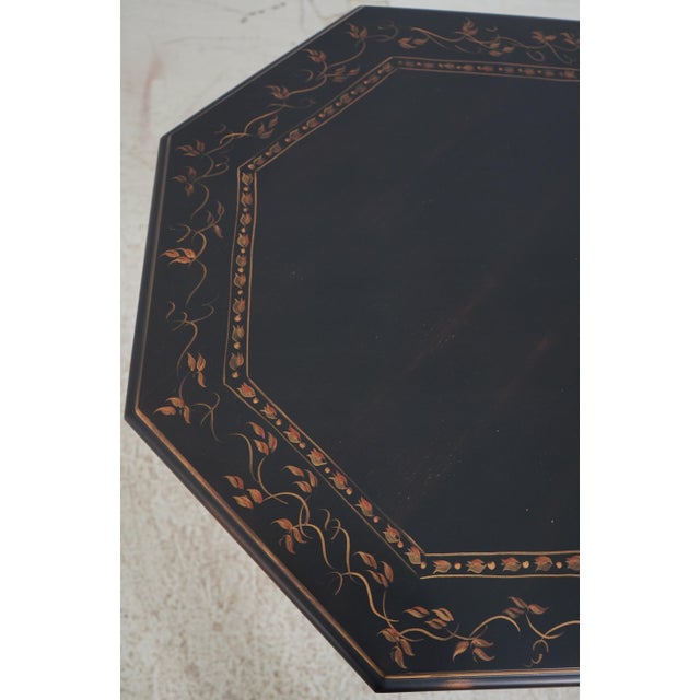 Black Black Paint Decorated Finish Octagonal Lamp Table For Sale - Image 8 of 12