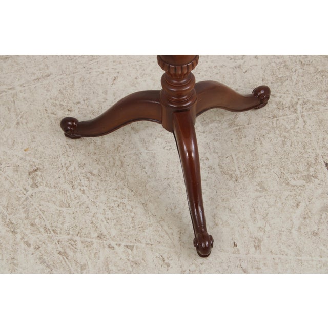 Vintage French Mahogany Pedestal Table W. Inset Marble Top For Sale - Image 4 of 9
