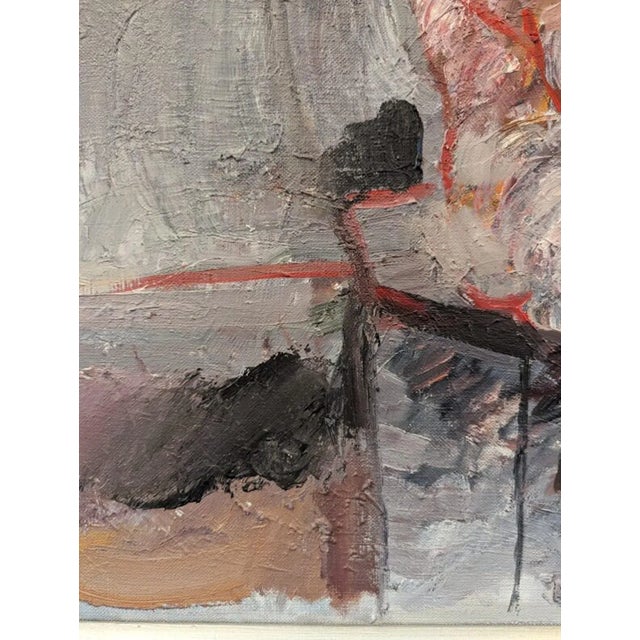 Mid-Century Modern "Enigma" Vintage Oil Painting, Framed For Sale - Image 9 of 12