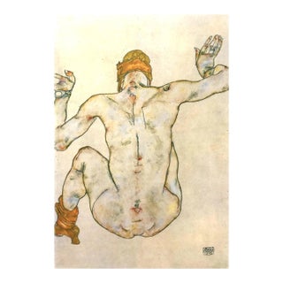 1981 Egon Schiele 30 Erotic Drawing Seated Back Nude For Sale
