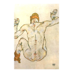 1981 Egon Schiele 30 Erotic Drawing Seated Back Nude