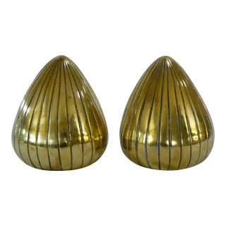 1950s Ben Seibel Brassplate Mid-Century Clam Bookends for Jenfred Ware - a Pair For Sale