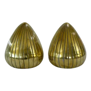 1950s Ben Seibel Brassplate Mid-Century Clam Bookends for Jenfred Ware - a Pair