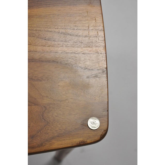 Brown Contemporary Mid Century Danish Modern Style Small Teak Drinks Side Table For Sale - Image 8 of 14