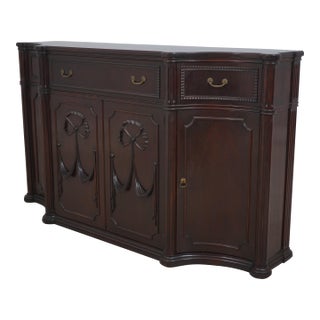 Vintage Regency Drop Front 3 Drawer 4 Door Desk Credenza For Sale
