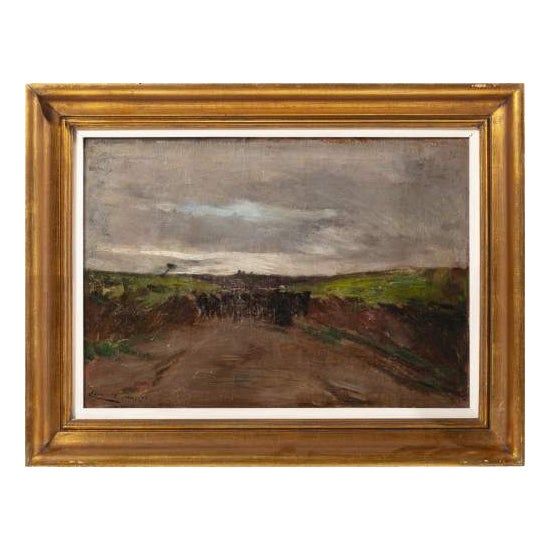 Ezequiel Pereira, Landscape with Shepherd and Flock, 1896, Oil Painting on Canvas For Sale