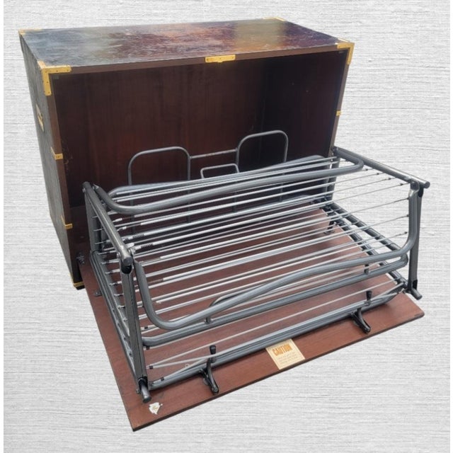 Vintage Campaign Hide Away Twin Size Murphy Bed Cabinet For Sale - Image 9 of 18