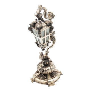 Silver Lampshade with High Reliefs For Sale