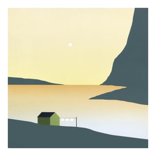 Eastern Sky - Minimalist Muted Yellow Landscape Painting Original Artwork by Mike Gough For Sale