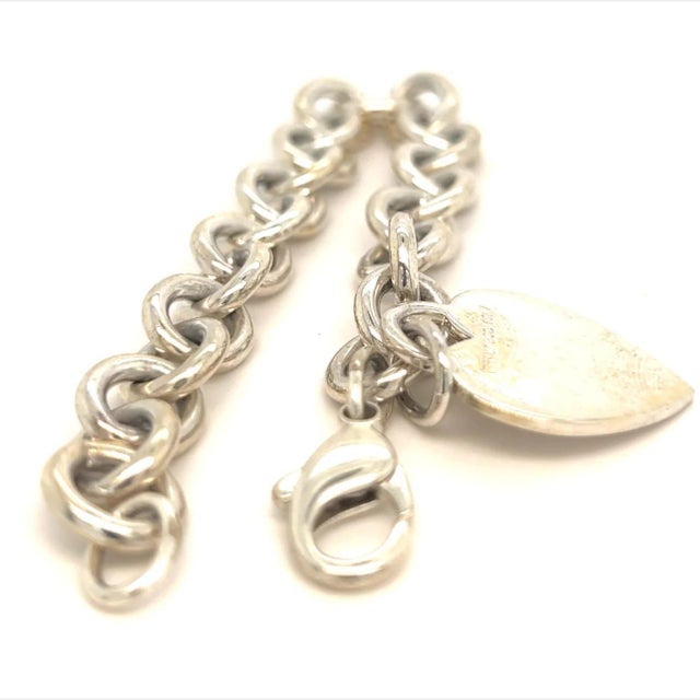 1990s Tiffany & Co Estate Heart Bracelet 7.5" Sterling Silver For Sale - Image 13 of 15