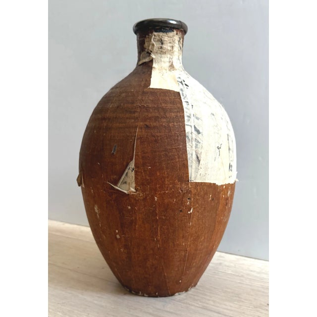 Circa 19th Century Wabi-Sabi Ceramic Paper Metal and Cork Tea Bottle or Vessel For Sale - Image 4 of 15