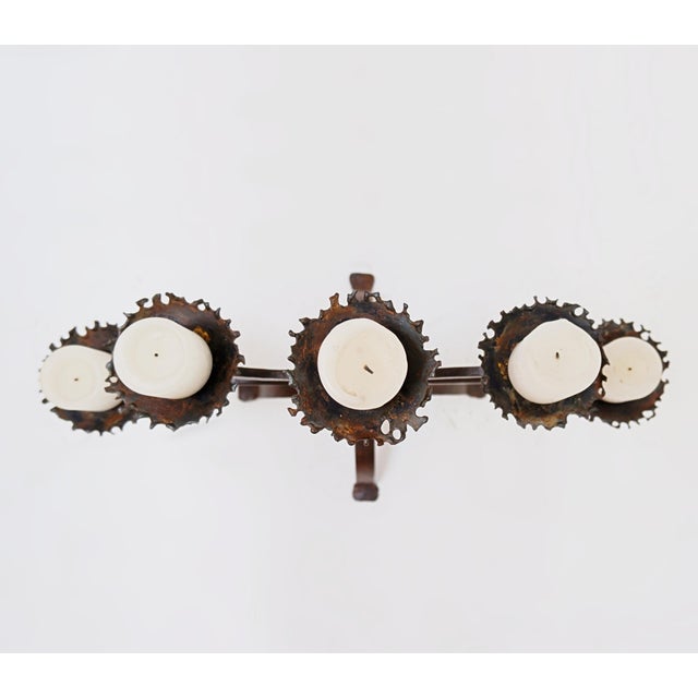 Rustic Wrought Iron 5-Branch Candelabra, 1950s For Sale - Image 4 of 14