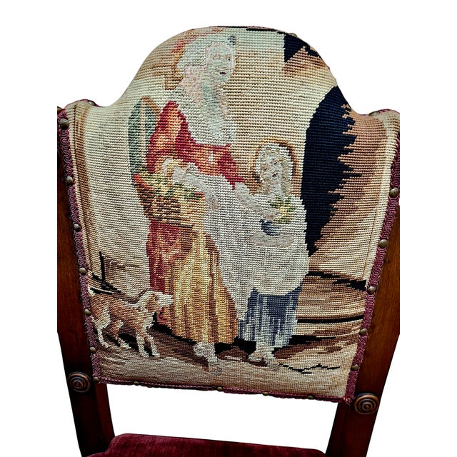 Early 20th Century Set of Four Baroque-Style Needlepoint Chairs For Sale - Image 5 of 15