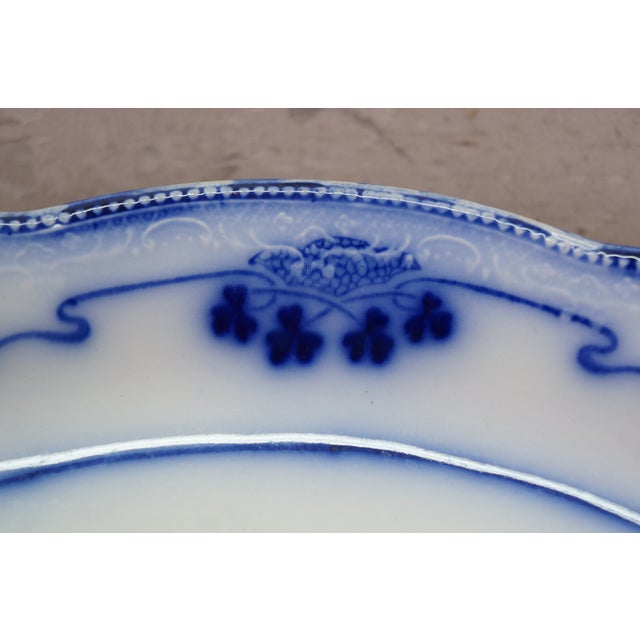 Grindley Antique Victorian W. H. Grindley "Lorne" Flow Blue Oval Serving Platter For Sale - Image 4 of 14