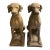 Pair of Vintage Weathered Cast Stone Seated Pointer Garden Statues For Sale