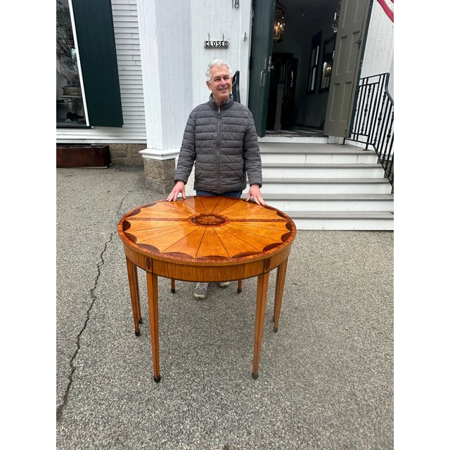 Pair of 19th Century English Satinwood Demi-Lune Tables For Sale - Image 9 of 10