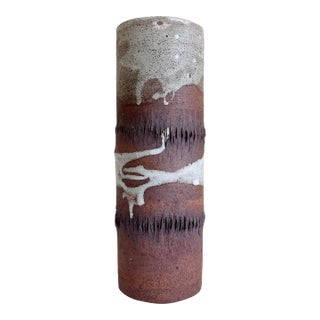 1970s Brutalist Textured Stoneware Vase For Sale
