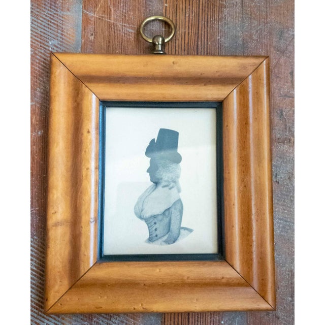 Wood 20th Century Pair of Silhouette Lithograph Print Portraits in Birdseye Maple Frames For Sale - Image 7 of 13