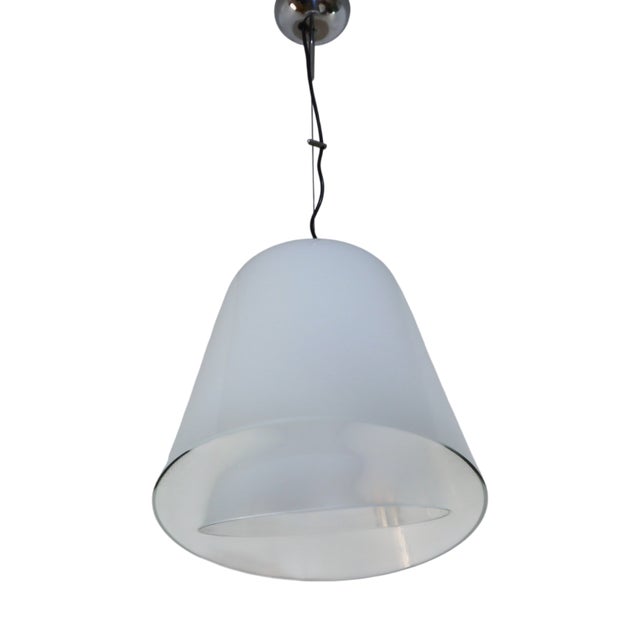 Murano Glass Giglio Double Dome Pendant Lamp by Lamperti, 1970s For Sale