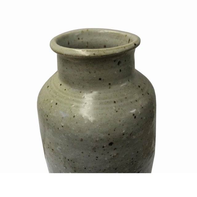 Handmade Ceramic Off White Gray Flower Graphic Jar Vase Chairish