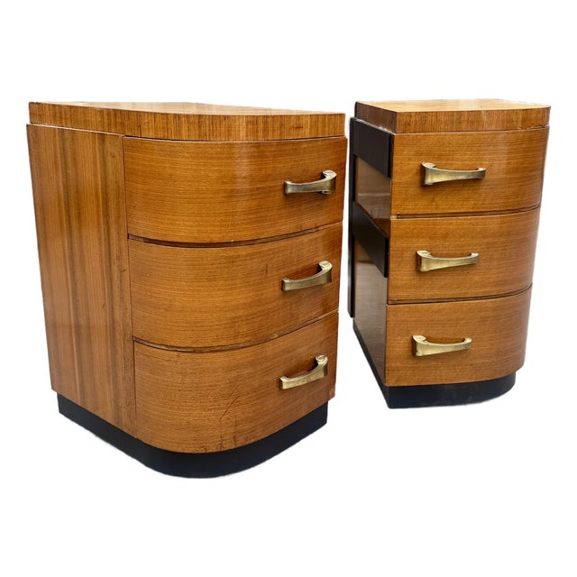 Vintage Art Deco Streamline Donald Deskey-Style Nightstands - A Pair For Sale